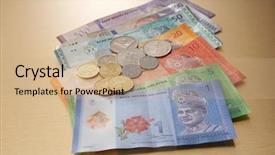  Presentation with malaysia - Amazing theme having rinngit paper currency and coin backdrop and a coral colored foreground