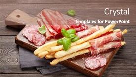  Presentation with appetizer - Colorful presentation enhanced with various-meat-antipasto-appetizer-selection backdrop and a coral colored foreground