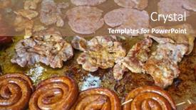 Presentation with fair - Beautiful PPT layouts featuring various meat dishes at the christmas fair backdrop and a coral colored foreground