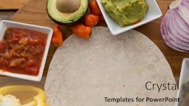  Presentation with mexican food - PPT theme having various-mexican-food-ingredients background and a mint green colored foreground