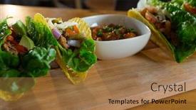  Presentation with mexican food - Audience pleasing slide deck consisting of various-mexican-food-on-wooden backdrop and a coral colored foreground