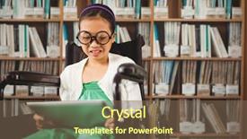  Presentation with digital books - Slide deck with various multi colored books background and a  colored foreground