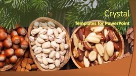  Presentation with nuts - Slide set consisting of various nuts on wooden table background and a tawny brown colored foreground