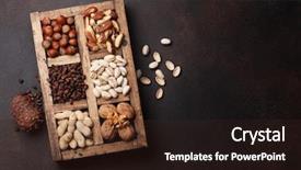  Presentation with text box - Amazing PPT theme having various nuts selection peanuts hazelnuts backdrop and a wine colored foreground