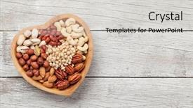  Presentation with hazelnuts - Slide set having various nuts selection peanuts hazelnuts background and a light gray colored foreground