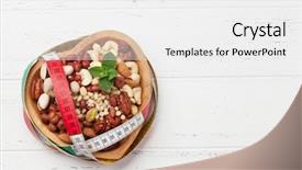  Presentation with groundnut roasted peanuts peanut oil - Colorful presentation theme enhanced with various nuts selection peanuts hazelnuts backdrop and a white colored foreground