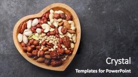  Presentation with groundnut roasted peanuts peanut oil - Cool new theme with various nuts selection peanuts hazelnuts backdrop and a dark gray colored foreground