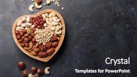  Presentation with groundnut roasted peanuts peanut oil - Beautiful slide set featuring various nuts selection peanuts hazelnuts backdrop and a dark gray colored foreground