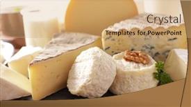  Presentation with dairy - Audience pleasing presentation design consisting of various-of-cheese-dairy-product backdrop and a coral colored foreground