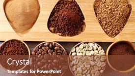  Presentation with coffee - Beautiful PPT theme featuring various of coffee in small dishes on wooden table top view backdrop and a tawny brown colored foreground