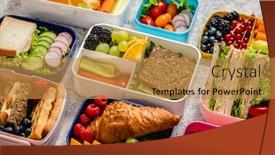  Presentation with healthy school lunch - Presentation theme enhanced with various-of-healthy-lunch-boxes background and a  colored foreground