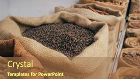  Presentation with indian food chicken curry powder - PPT theme featuring various-of-indian-colorful-powder background and a tawny brown colored foreground