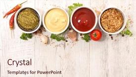  Presentation with sauce - Cool new slides with various of sauces backdrop and a cream colored foreground