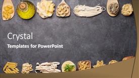  Presentation with pasta - PPT theme with various-pasta-in-spoons-top background and a gray colored foreground
