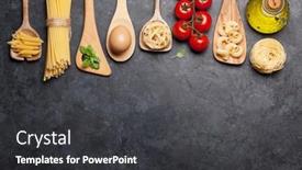  Presentation with pasta - Beautiful PPT layouts featuring various-pasta-in-spoons backdrop and a dark gray colored foreground