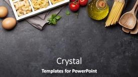  Presentation with pasta - Amazing slide set having various-pasta-in-wooden-box backdrop and a dark gray colored foreground