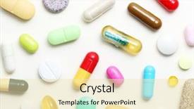  Presentation with pharmaceutical - Amazing presentation theme having various pharmaceuticals pills on white backdrop and a lemonade colored foreground