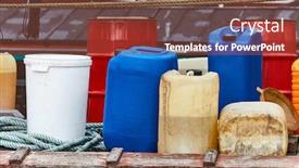  Presentation with fuel plastic - PPT layouts enhanced with various-plastic-cans-with-chemicals background and a tawny brown colored foreground