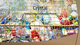  Presentation with plastic recycling - Audience pleasing theme consisting of various plastic garbage backdrop and a soft green colored foreground