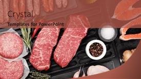  Presentation with steaks - Slides consisting of various-raw-meat-and-fish background and a red colored foreground