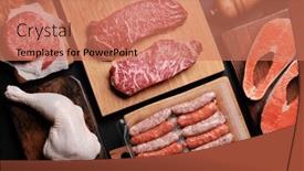  Presentation with steaks - PPT layouts enhanced with various-raw-meat-and-fish background and a coral colored foreground