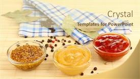  Presentation with sauces - Amazing PPT theme having various sauces on bamboo mat backdrop and a cream colored foreground