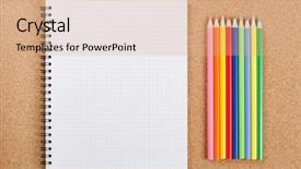  Presentation with corkboard - Slide deck having various school accessories on corkboard background and a coral colored foreground