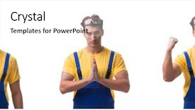  Presentation with octopus on isolated white - PPT theme with various services - contractor employee isolated on white background and a cream colored foreground