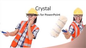 Presentation with funny - PPT theme consisting of various services - funny painter isolated on white background and a  colored foreground