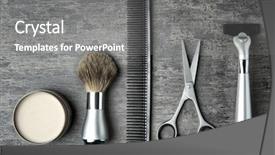  Presentation with professional - Cool new slide deck with various services - professional hairdresser set for men backdrop and a gray colored foreground