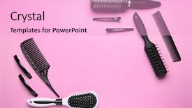  Presentation with professional development education - PPT theme featuring various services - professional hairdresser set on color background and a lavender colored foreground