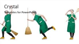  Presentation with brush stroke for google - Audience pleasing slide set consisting of various services - woman with sweeping brush isolated backdrop and a  colored foreground