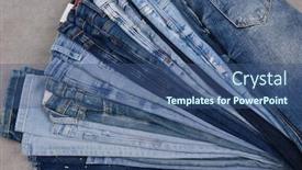  Presentation with jeans - PPT theme featuring various-shades-of-blue-jeans background and a ocean colored foreground