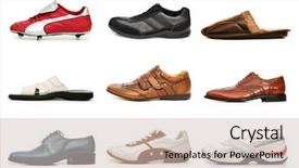  Presentation with shoes - Slide set featuring various shoes isolated background and a soft green colored foreground