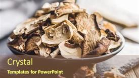  Presentation with mushrooms - Presentation theme with various-sliced-dried-mushrooms background and a tawny brown colored foreground