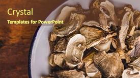  Presentation with mushrooms - Presentation theme with various-sliced-dried-mushrooms background and a tawny brown colored foreground
