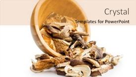  Presentation with mushrooms - Presentation enhanced with various-sliced-dried-mushrooms background and a yellow colored foreground