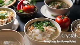  Presentation with nido palawan philippines southeast asia - Audience pleasing slide deck consisting of various southeast asian dishes noodles backdrop and a coral colored foreground