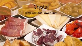  Presentation with spanish food - PPT layouts enhanced with various spanish tapas background and a gold colored foreground