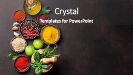  Presentation with herbs - Theme consisting of various spices and herbs background and a dark gray colored foreground