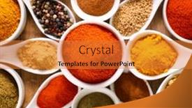  Presentation with top view - Presentation design consisting of various-spices-background-top-view background and a gold colored foreground