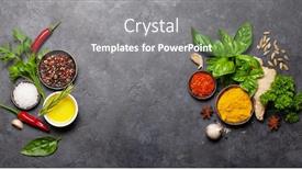 Presentation with dark space - Slides consisting of various-spices-herbs-and-condiments background and a gray colored foreground