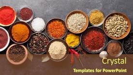  Presentation with spices - Slide deck enhanced with various-spices-in-bowls background and a tawny brown colored foreground