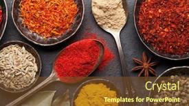  Presentation with spices - Colorful presentation design enhanced with various-spices-in-bowls backdrop and a tawny brown colored foreground