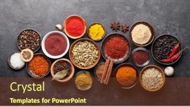  Presentation with flat - Cool new PPT theme with various-spices-in-bowls backdrop and a tawny brown colored foreground
