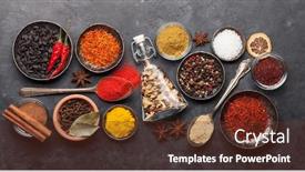  Presentation with spices - Slides having various-spices-in-bowls background and a tawny brown colored foreground