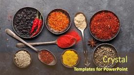  Presentation with flat - Colorful PPT layouts enhanced with various-spices-in-bowls backdrop and a tawny brown colored foreground
