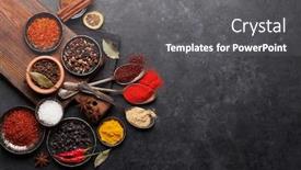  Presentation with dark space - Slides having various-spices-in-bowls background and a gray colored foreground