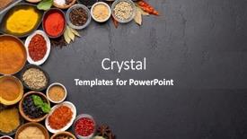  Presentation with recipe - PPT theme having various-spices-in-bowls background and a dark gray colored foreground