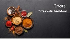  Presentation with recipe - Theme enhanced with various-spices-in-bowls background and a dark gray colored foreground